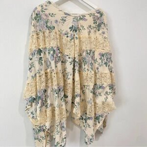 Entro Boho Floral Lace Kimono Open Flowy Cardigan  S/M